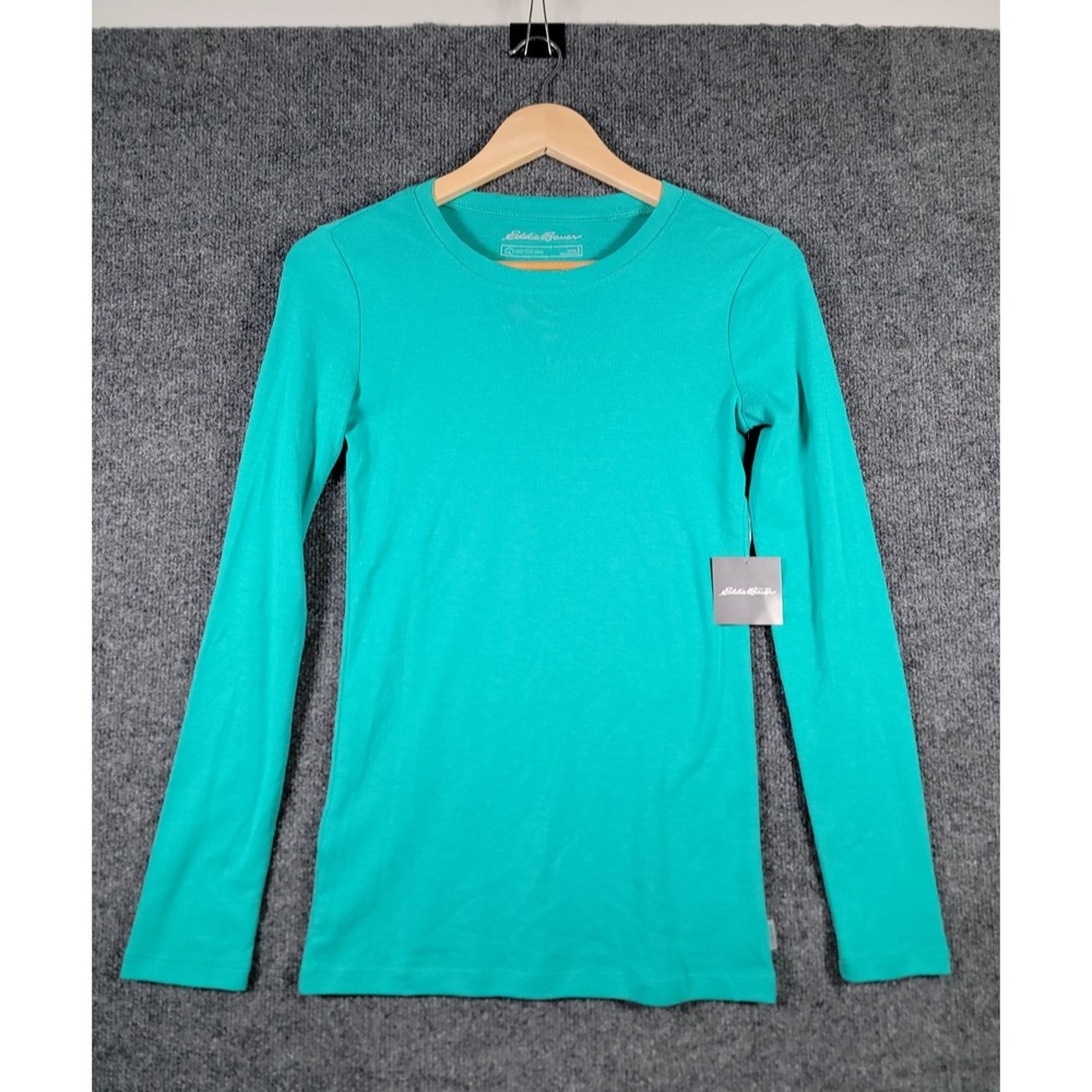 Eddie Bauer Favorite Long Sleeve Crewneck Shirt Womens Small Teal Outdoors NWT